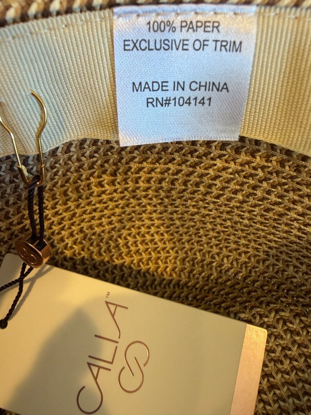 CALIA Sedona Hat Natural/Brown Straw Wide Brim Sun Hat NWT - Picture 10 of 13